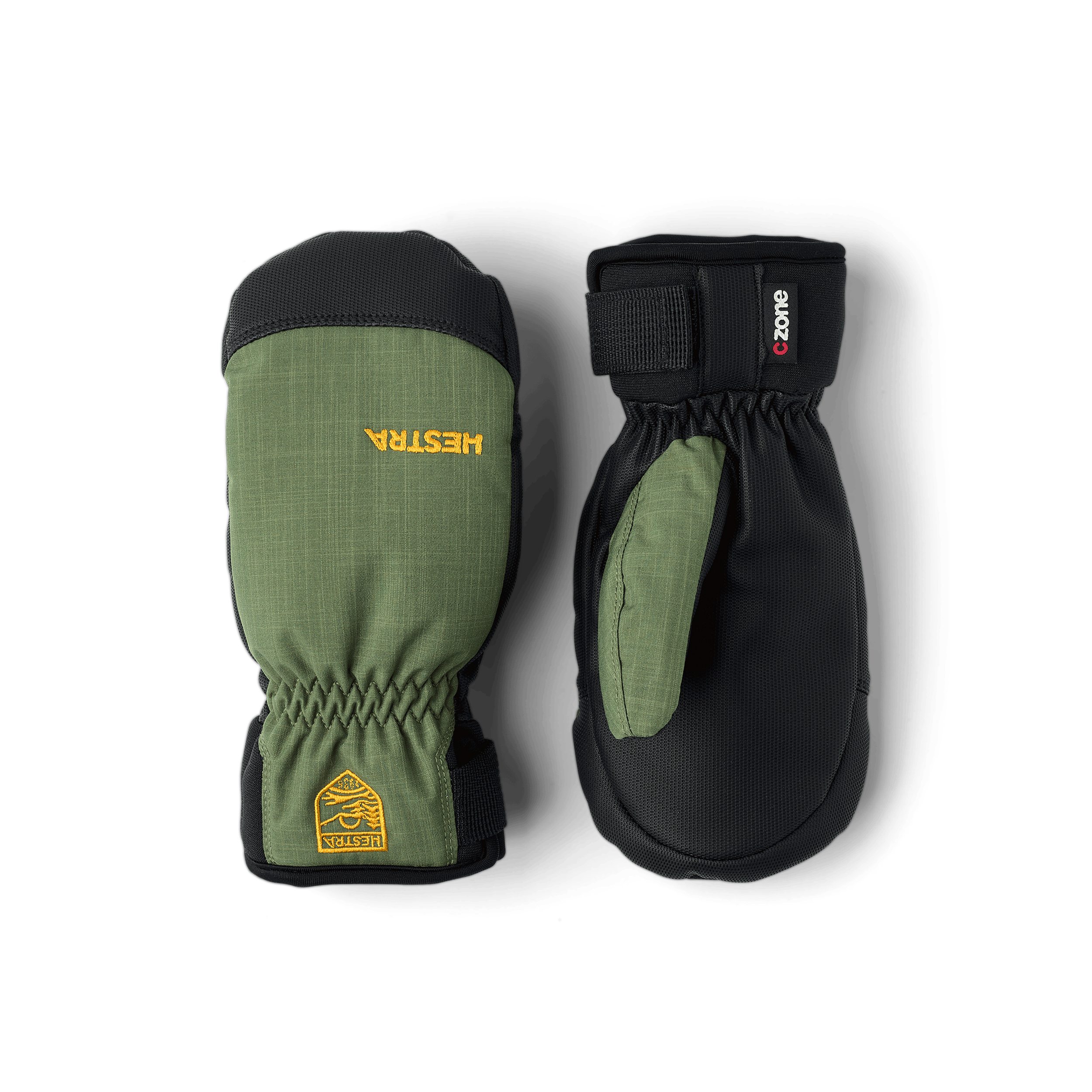 Green fabric mitten with black palm  (1 of 6)