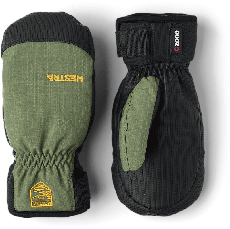Green fabric mitten with black palm  (1 of 6)