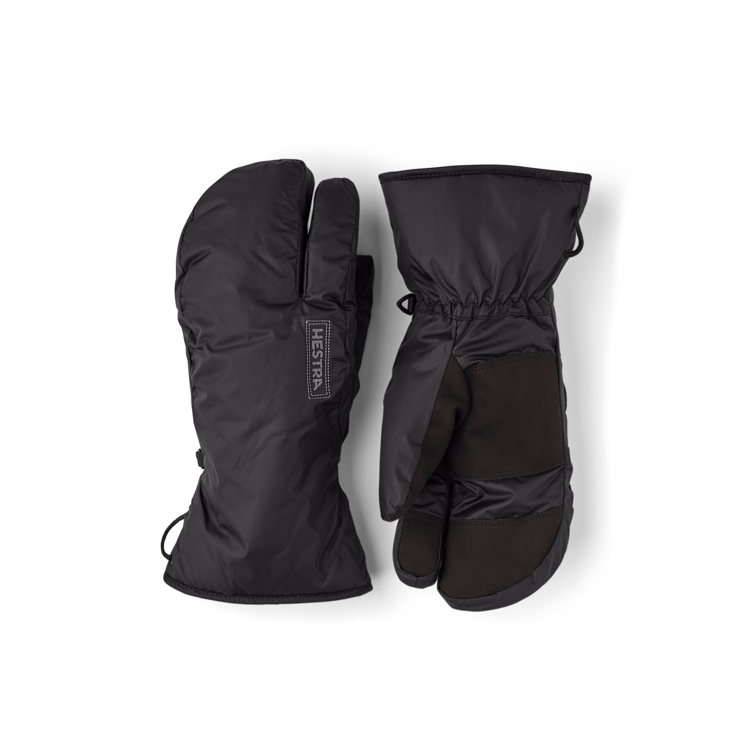 Black three-finger fabric inner glove with synthetic suede palm (1 of 5)