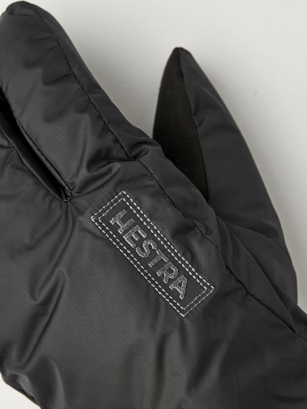 Black three-finger fabric inner glove with synthetic suede palm (3 of 5)