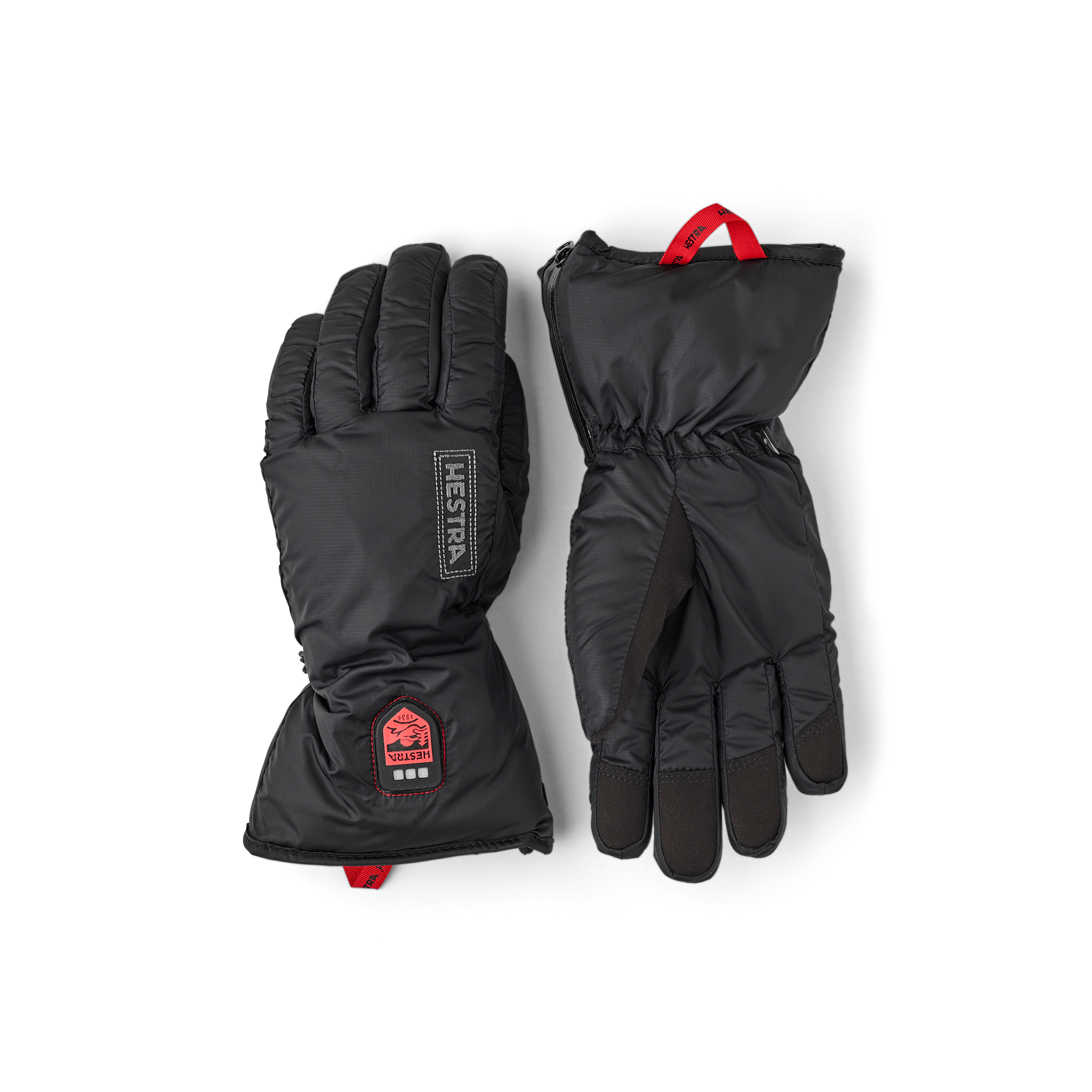 Black battery-heated inner glove with synthetic suede fingertips (1 of 6)