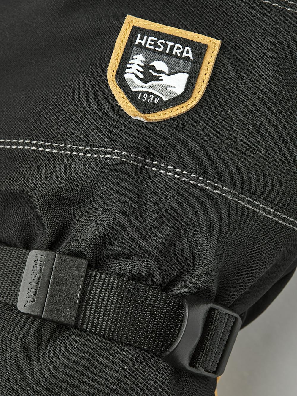 Black fabric and kangaroo leather mitten with light brown goat leather palm (3 of 9)