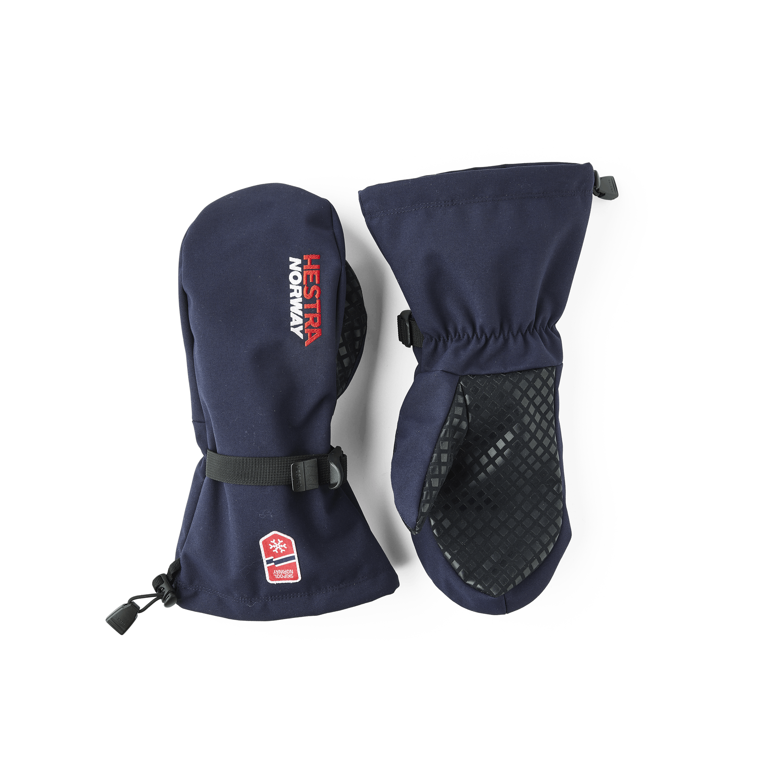 Dark blue shell glove with black fabric palm and wrist adjustment (1 of 5)