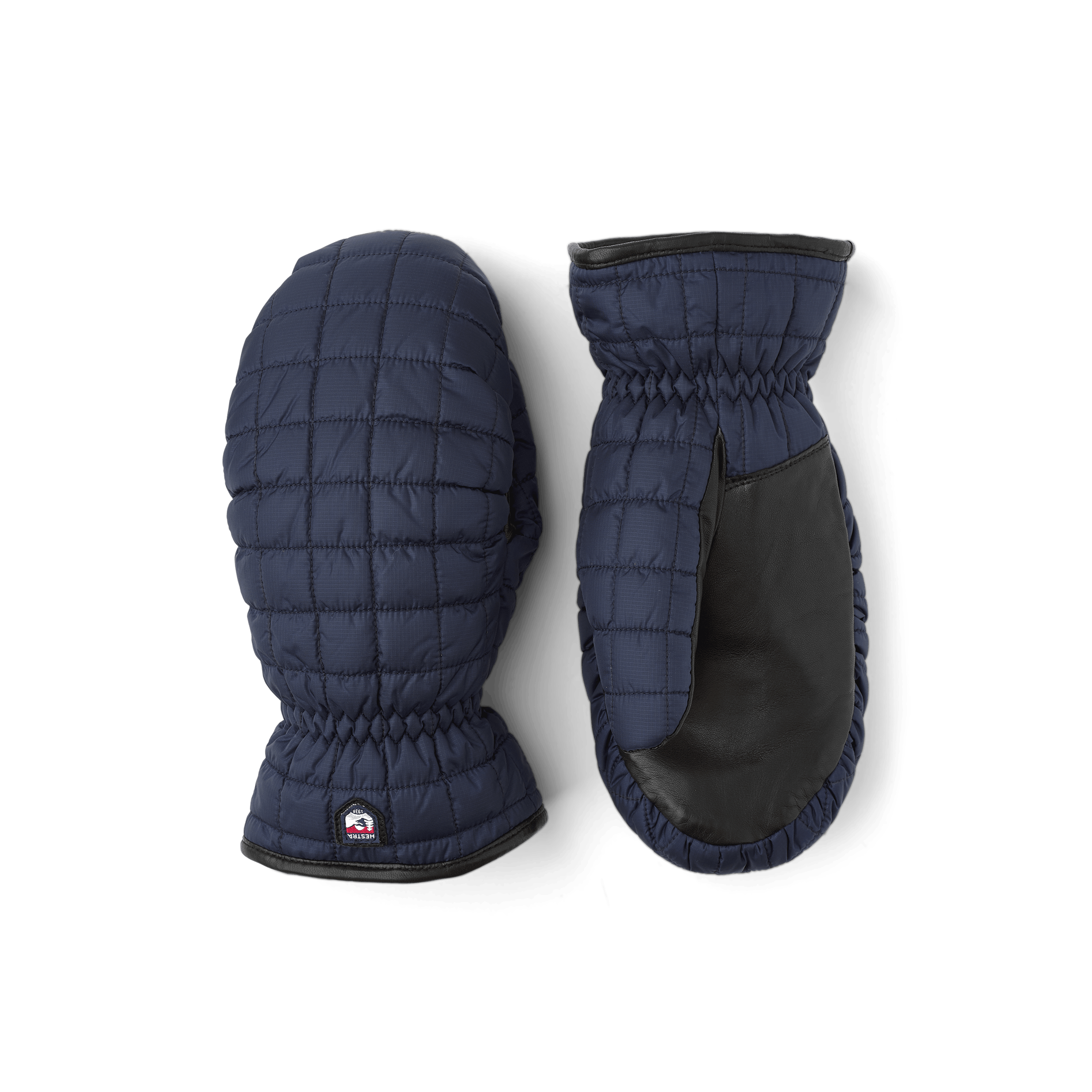 Dunkelblauer Fausthandschuh mit schwarzem Haarschafleder an der Innenhand (1 oder 6)