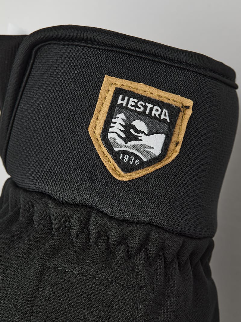 Black windproof fabric glove with synthetic suede palm (2 of 6)