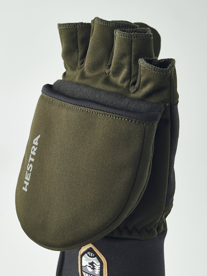 Dark green windproof fabric glove with black synthetic suede palm (5 of 7)
