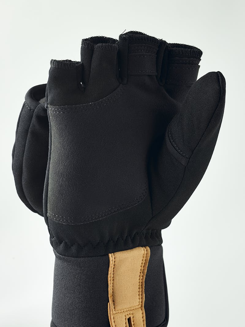Black windproof fabric glove with synthetic suede palm (4 of 6)