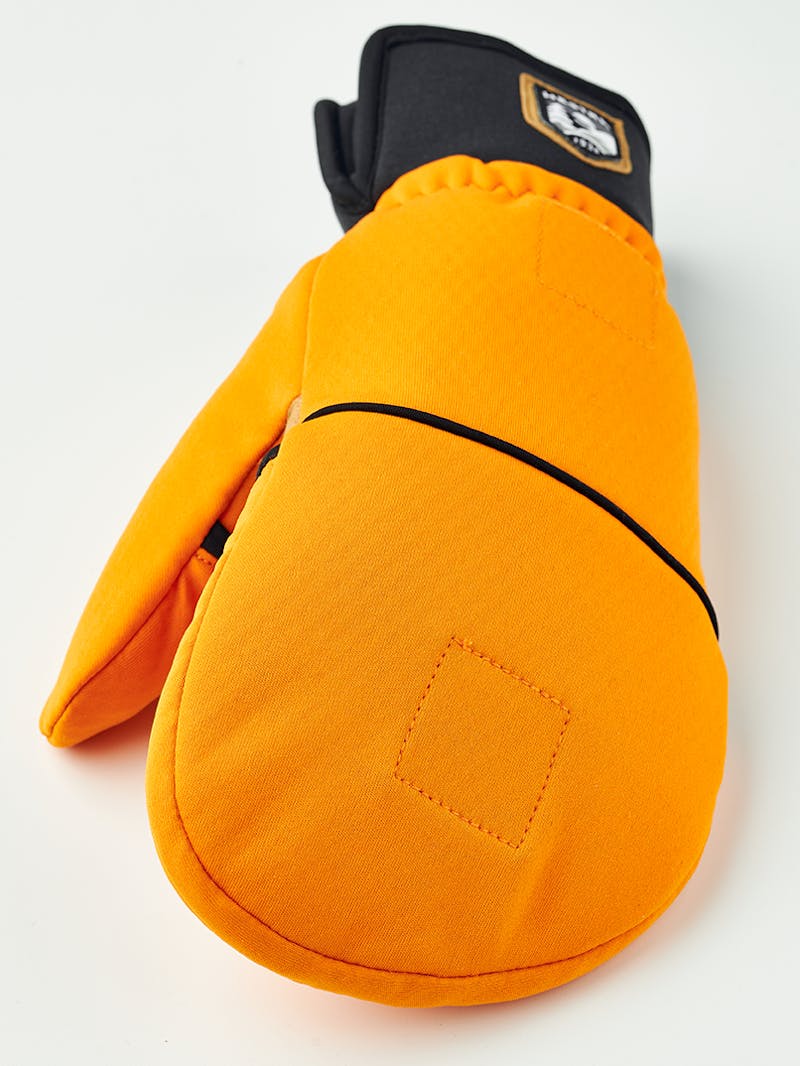 Orange windproof fabric glove with light brown synthetic suede palm  (6 of 7)