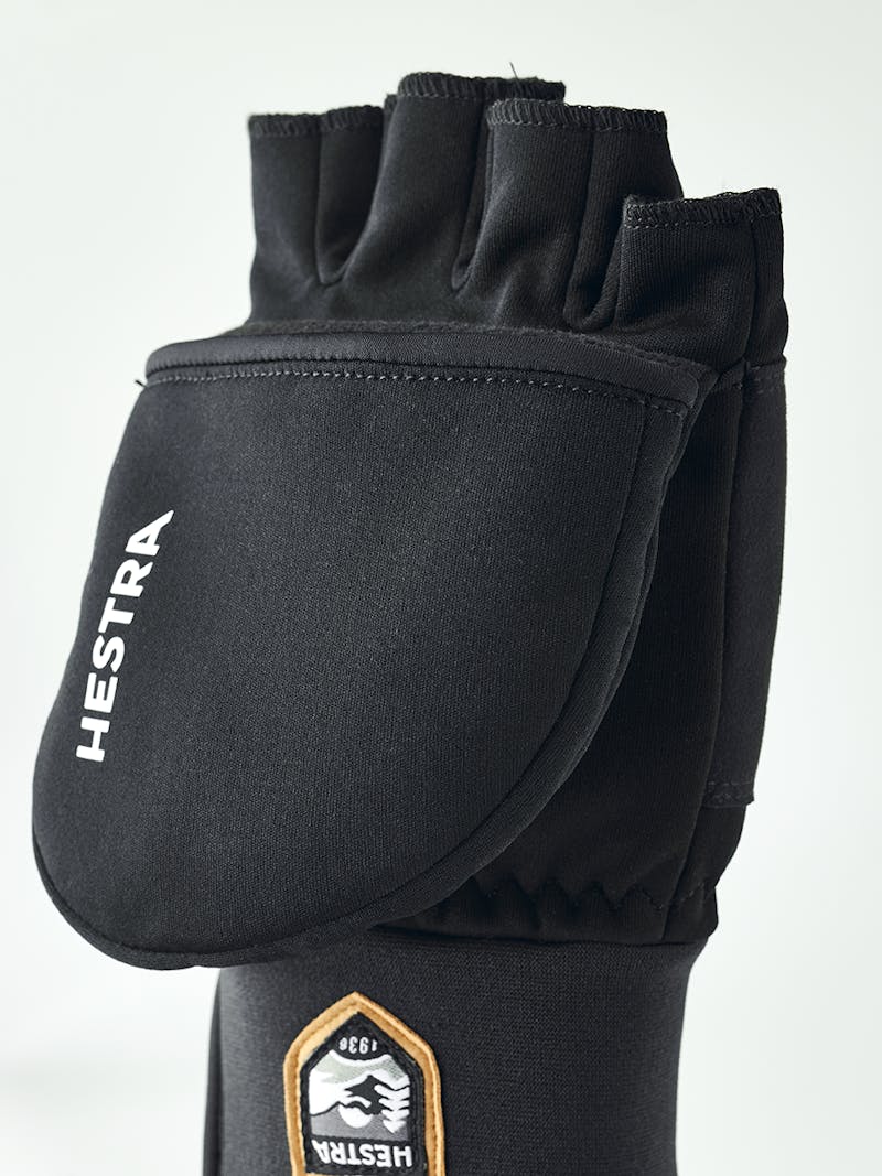 Black windproof fabric glove with synthetic suede palm (3 of 6)