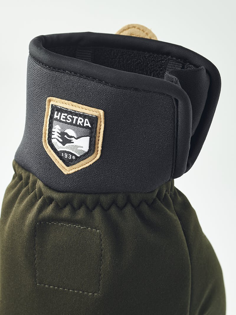 Dark green windproof fabric glove with black synthetic suede palm (4 of 7)