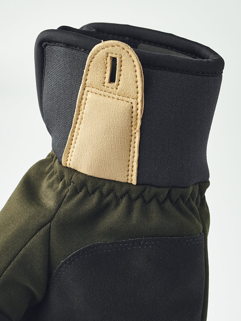 Dark green windproof fabric glove with black synthetic suede palm (6 of 7)
