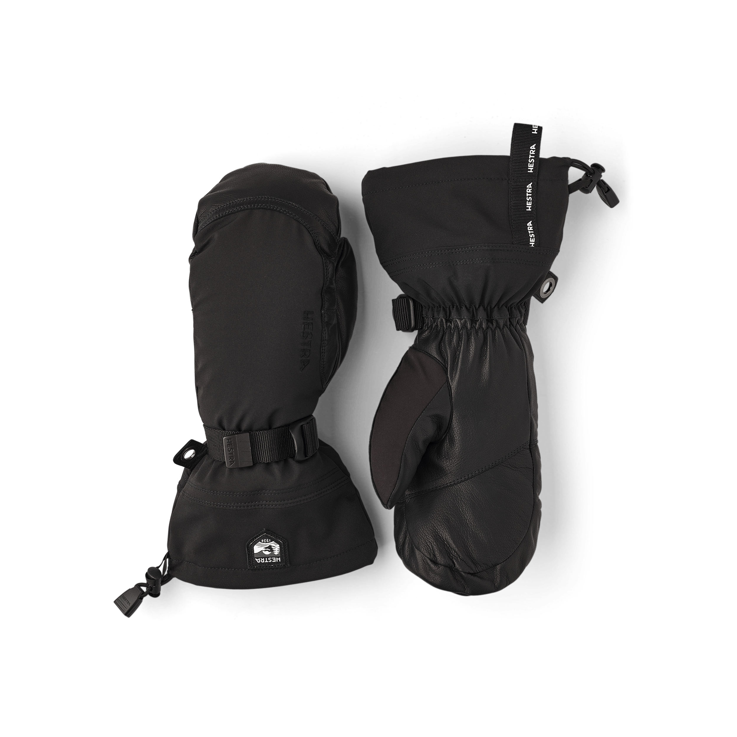 Schwarzer Fausthandschuh mit Ziegenleder an der Innenhand und verstellbarem Handgelenkverschluss (1 oder 7)