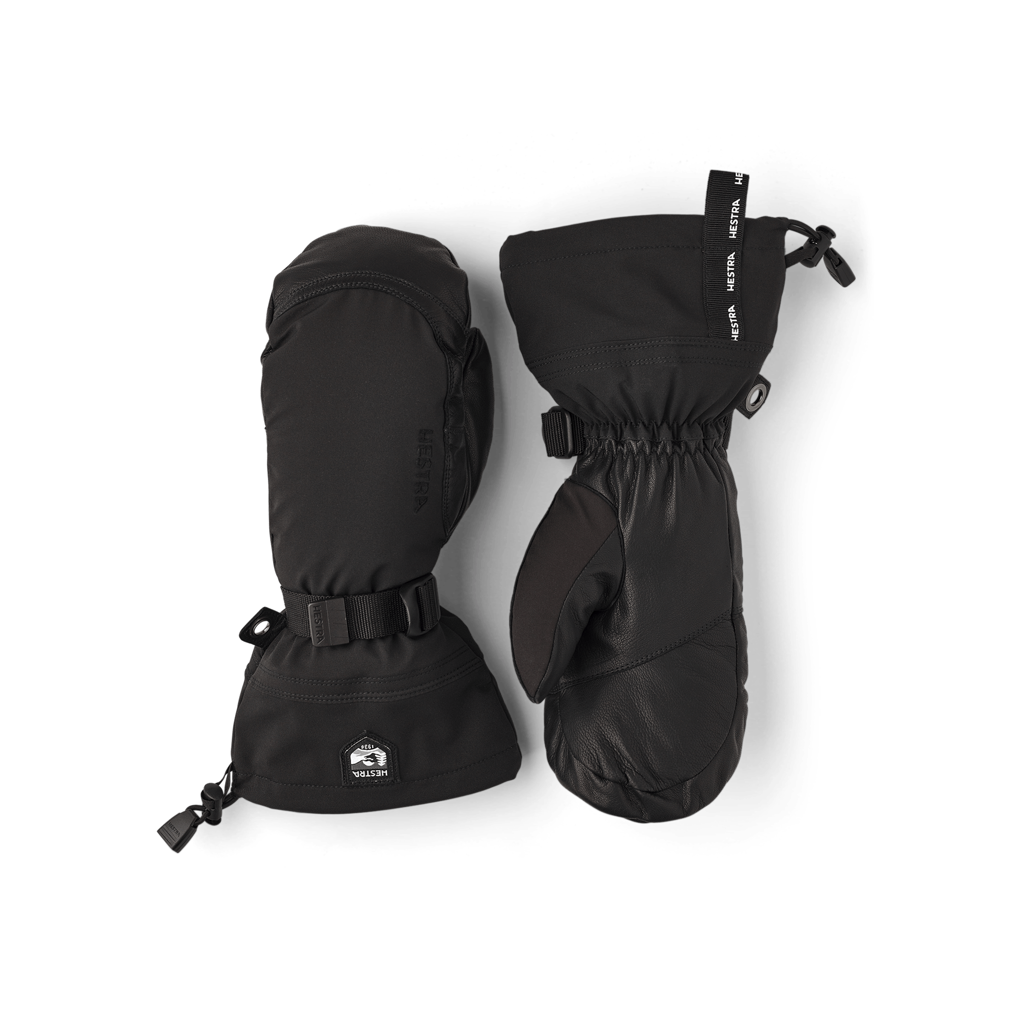 Black mitten with goat leather palm and wrist adjustment (1 of 7)