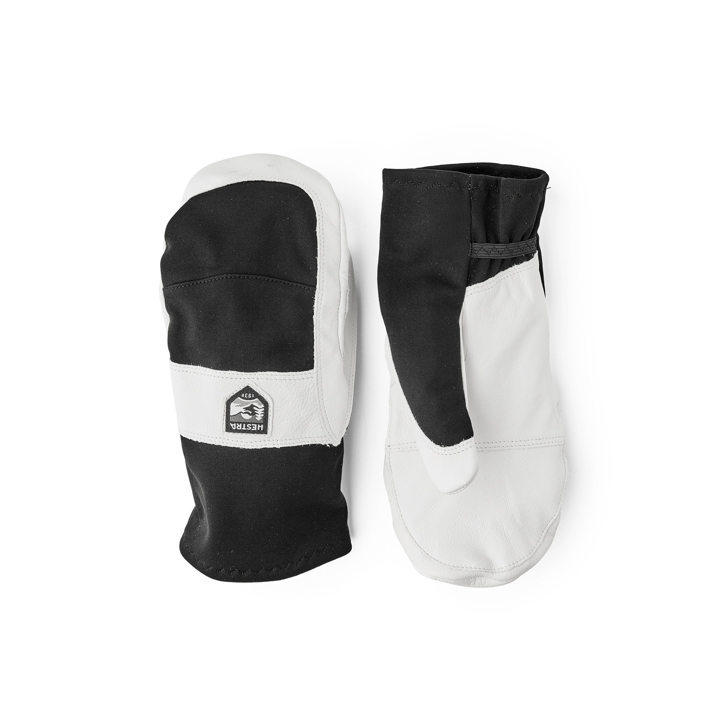 Schwarz-weißer Fausthandschuh mit weißem Ziegenleder an der Innenhand (1 oder 6)