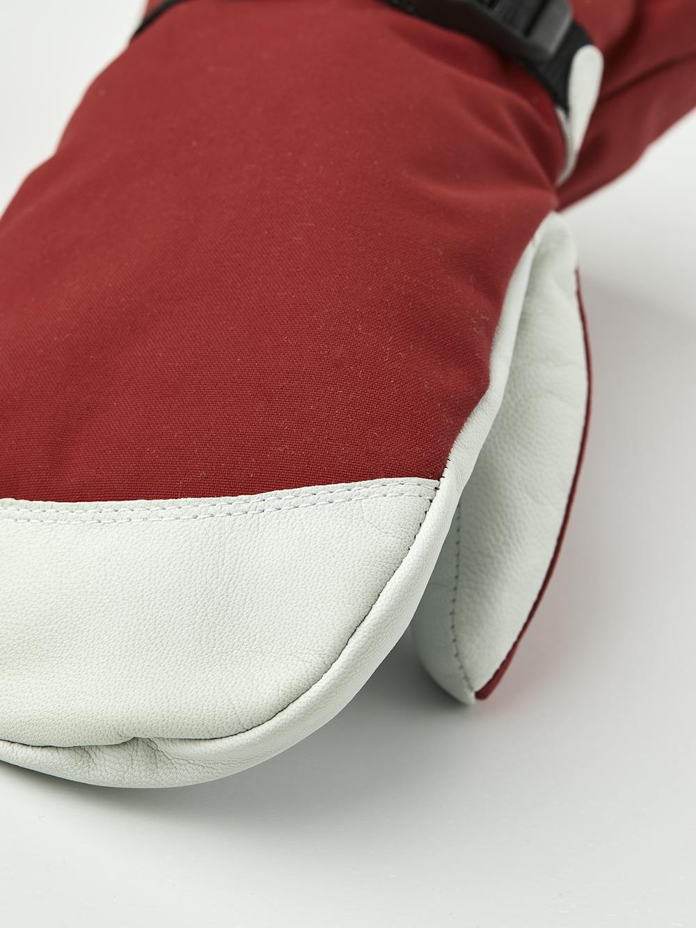 Red mitten with white goat leather palm and wrist strap (5 of 7)