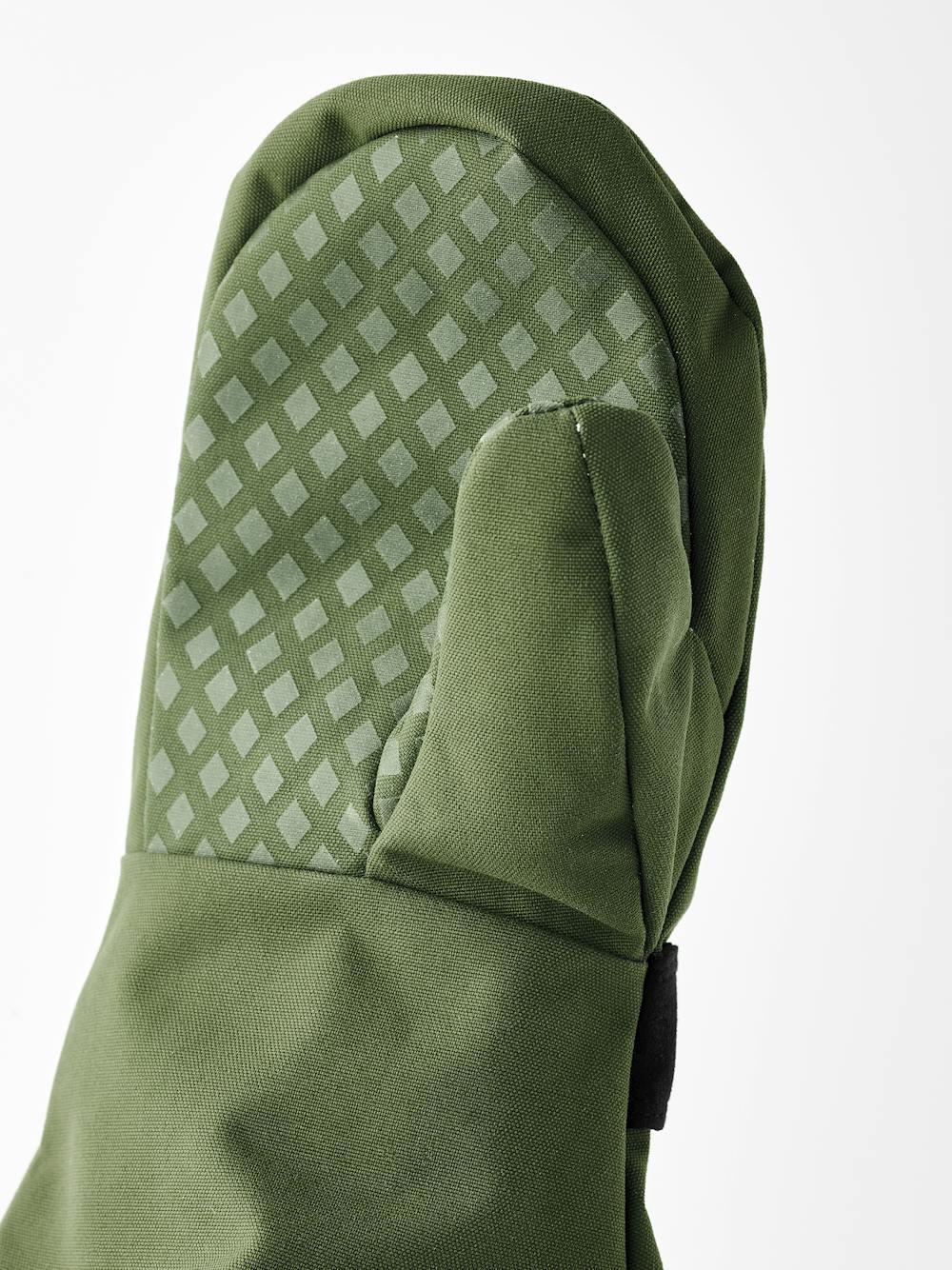 Moss green fabric mitten with wrist adjustment (3 of 6)