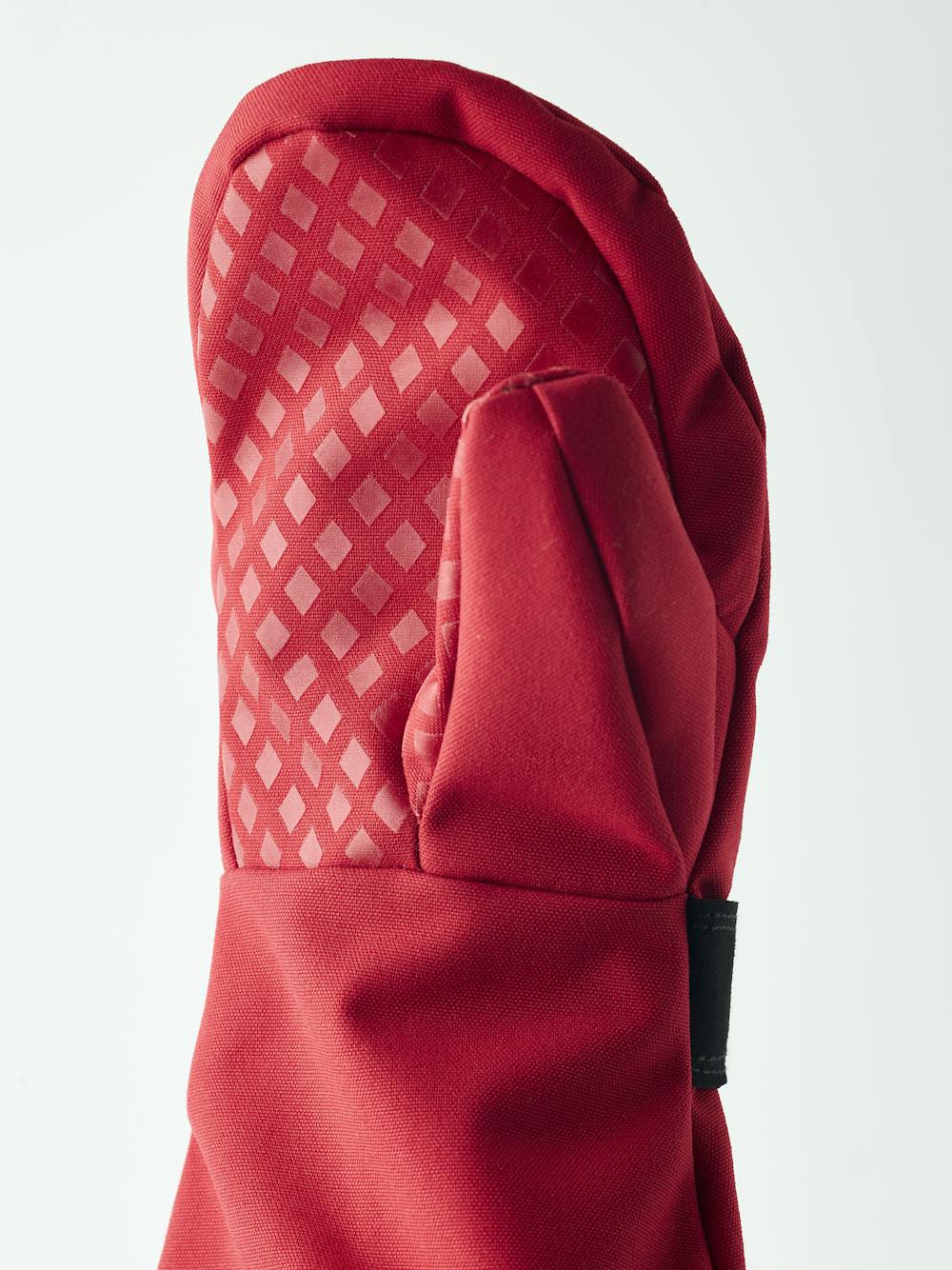 Roter Fausthandschuh aus Stoff mit verstellbarem Handgelenkverschluss (4 oder 7)