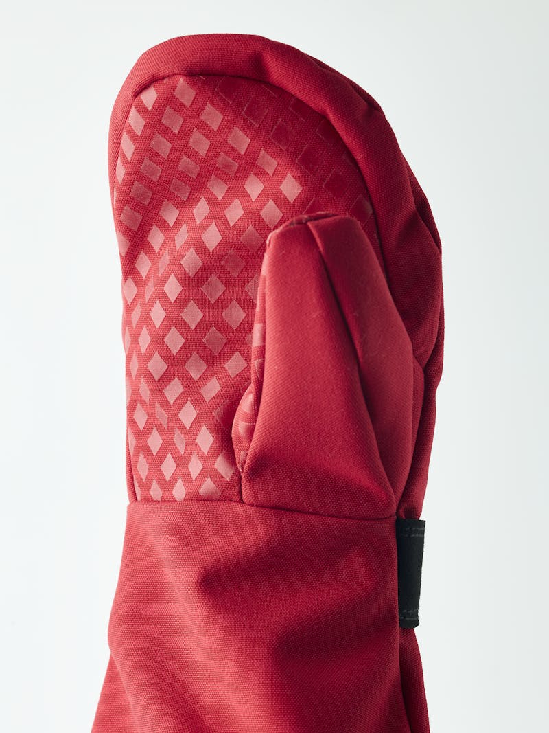 Roter Fausthandschuh aus Stoff mit verstellbarem Handgelenkverschluss (4 oder 7)