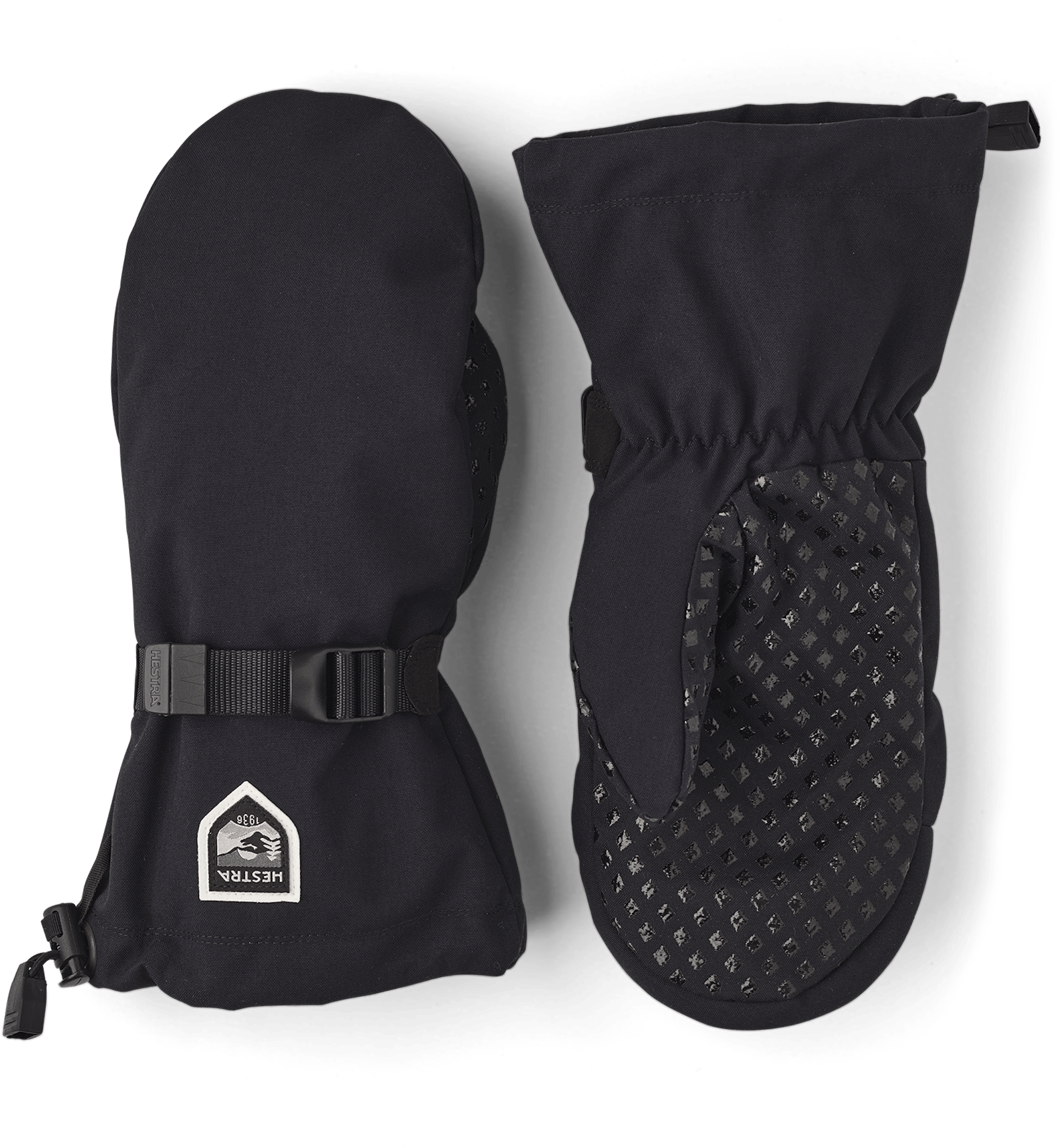 Black fabric mitten with wrist adjustment (1 of 4)