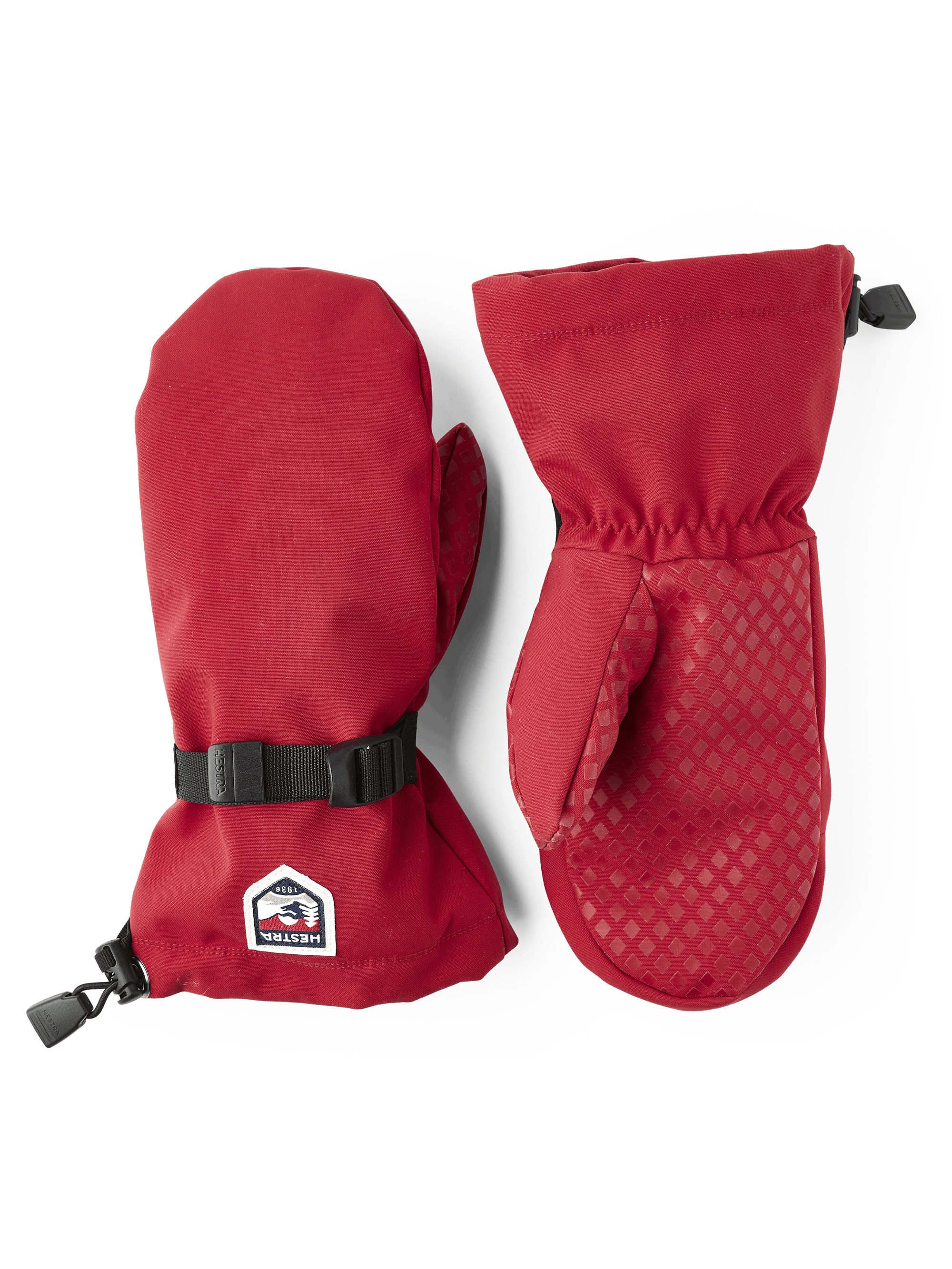 Red fabric mitten with wrist adjustment (1 of 8)