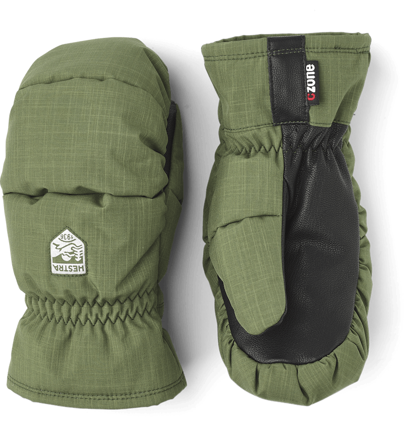 Green mitten with black goat leather palm  (1 of 6)