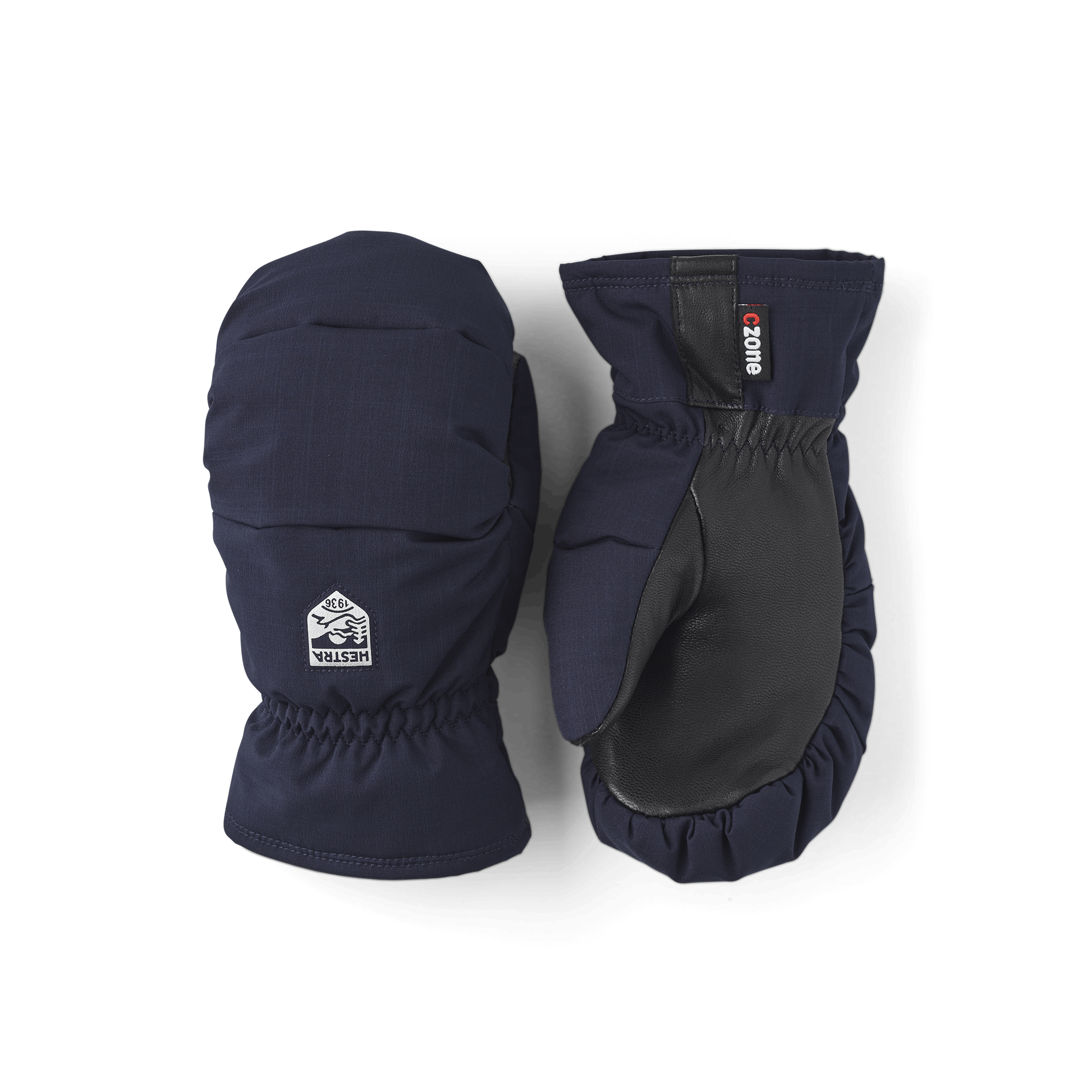 Dark blue mitten with black goat leather palm (1 of 4)