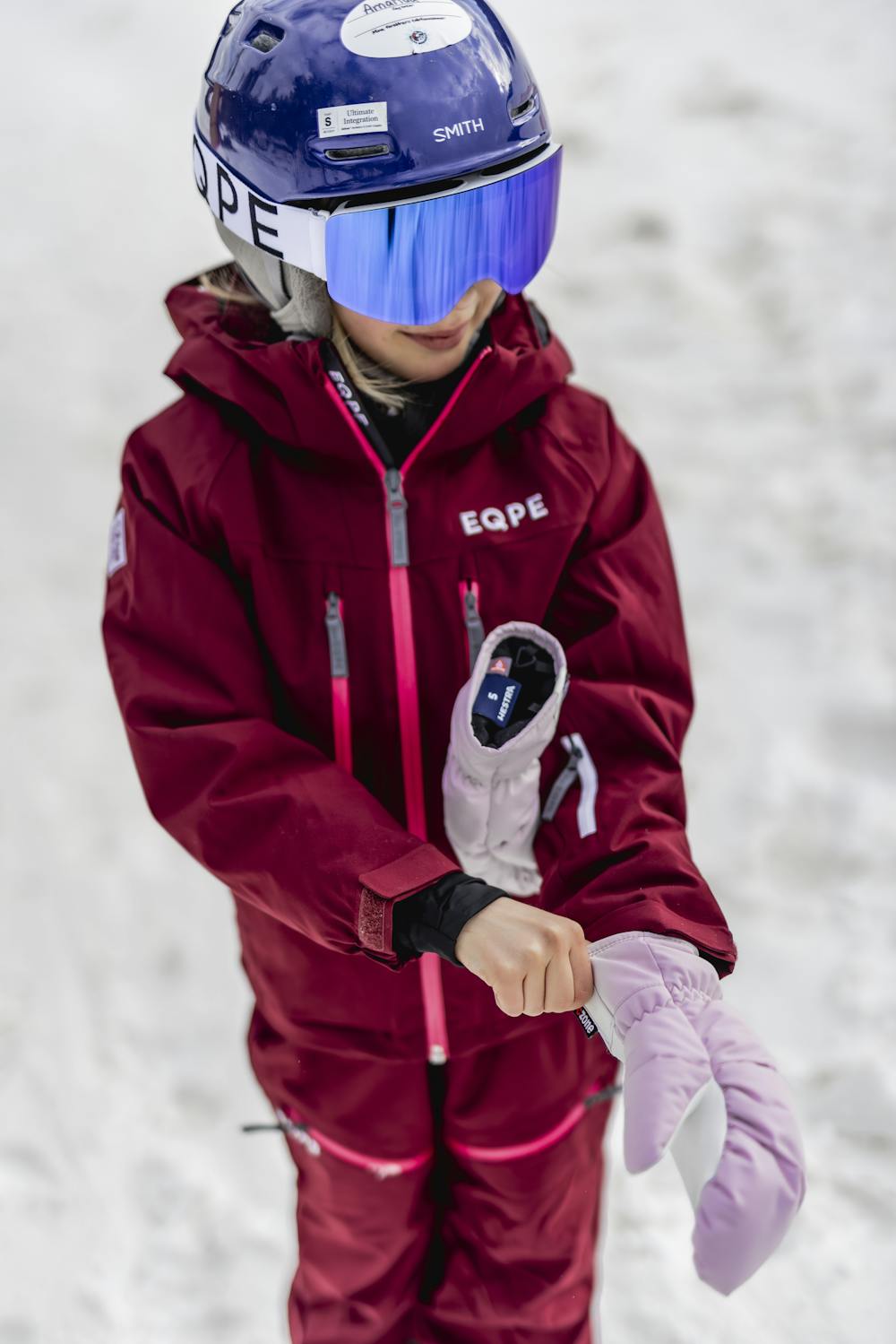 Light pink mitten with white goat leather palm  (4 of 7)