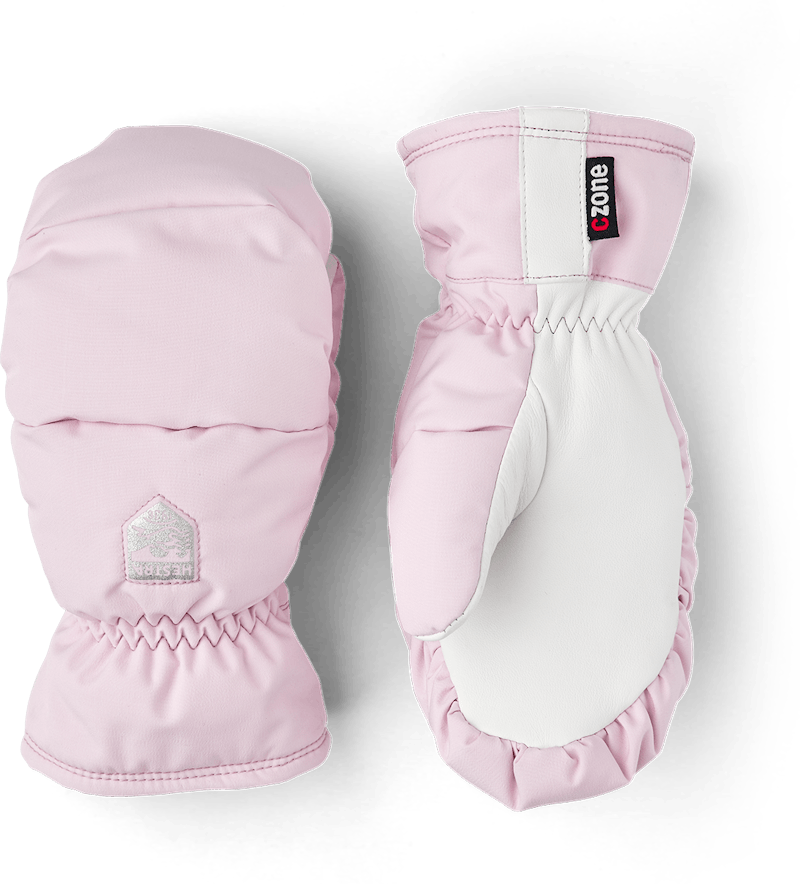 Light pink mitten with white goat leather palm  (1 of 7)