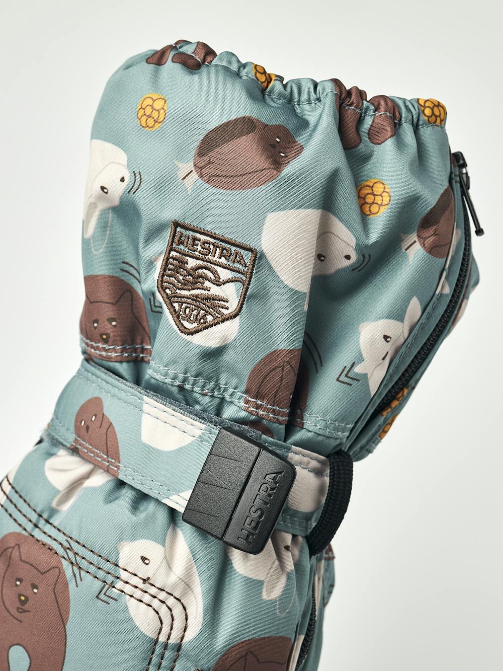 Sea blue print fabric mitten with black palm and wrist adjustment (3 of 5)