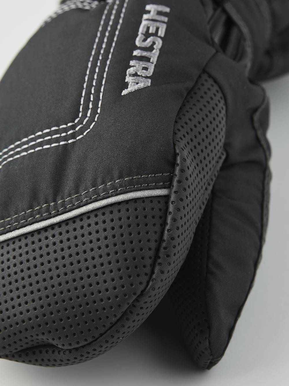 Black fabric mitten with palm and wrist adjustment (4 of 5)