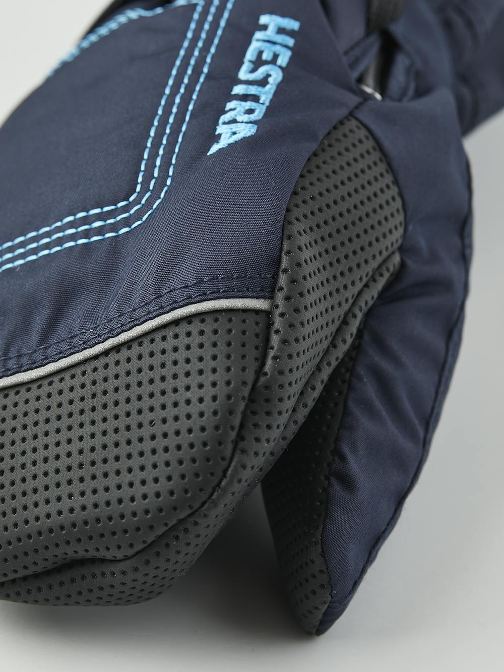 Dark blue fabric mitten with black palm and wrist adjustment (4 of 5)