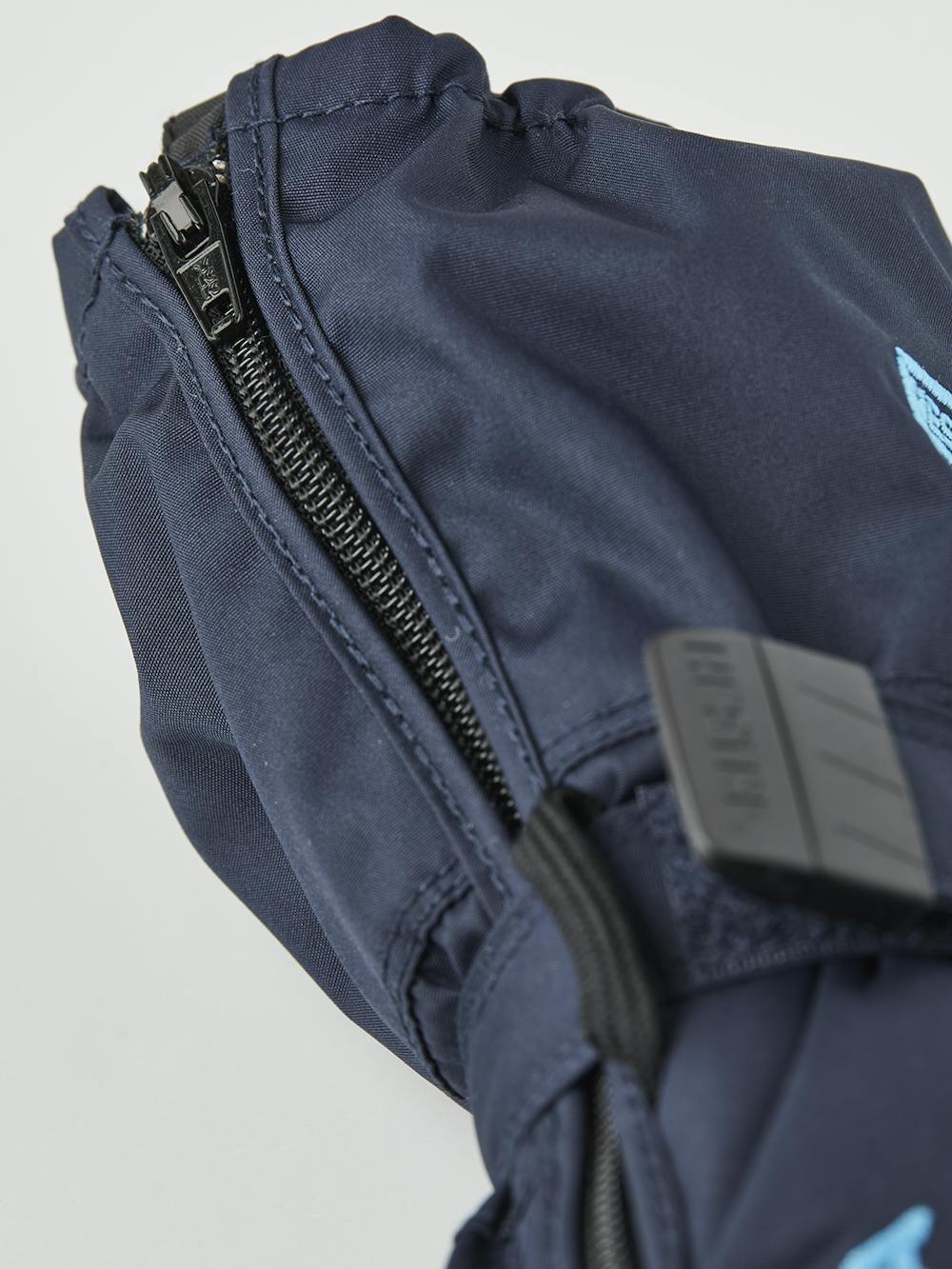 Dark blue fabric mitten with black palm and wrist adjustment (5 of 5)