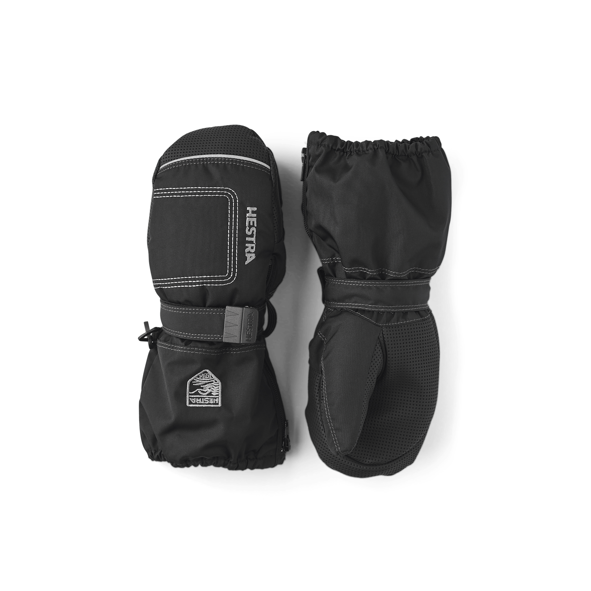 Black fabric mitten with palm and wrist adjustment  (1 of 5)