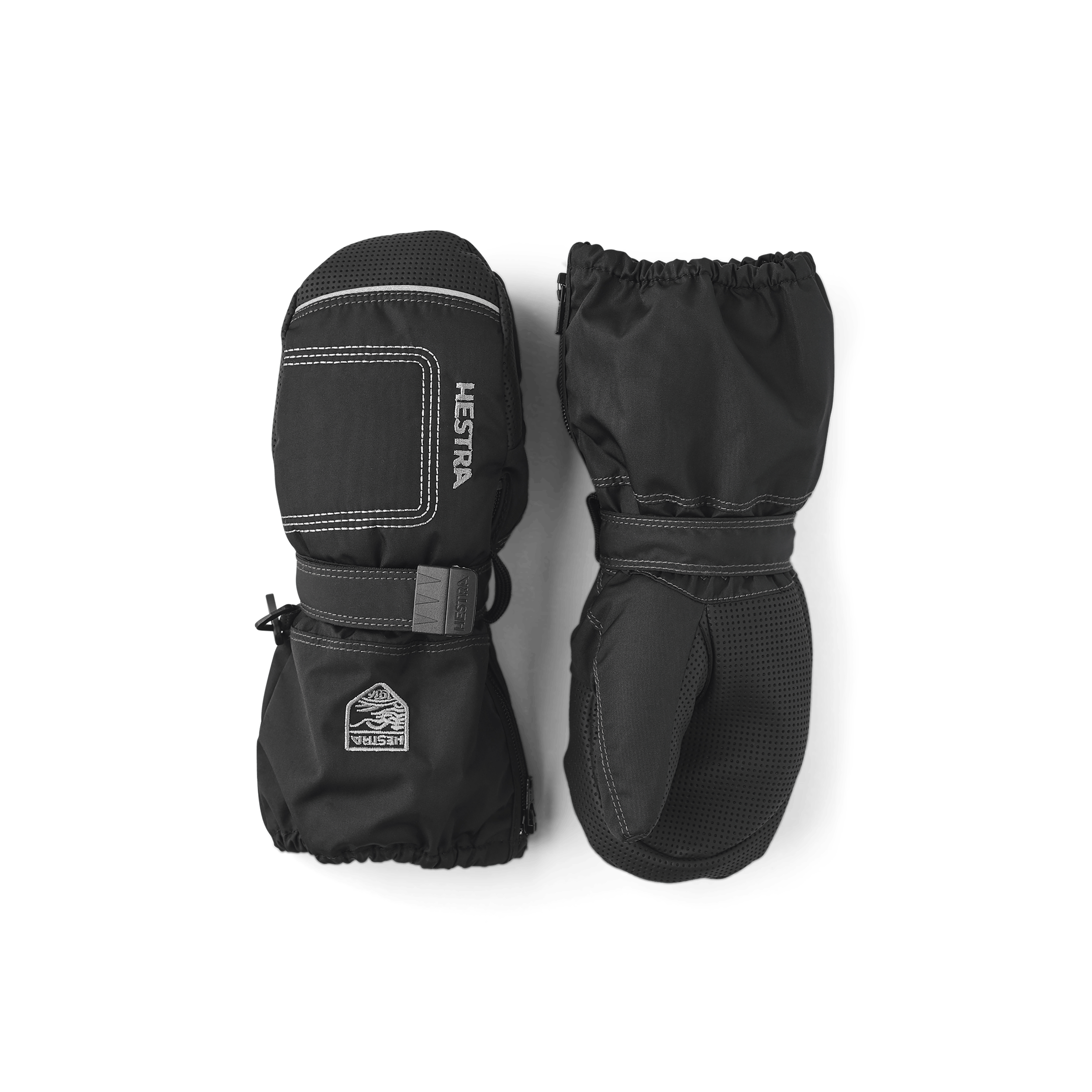 Black fabric mitten with palm and wrist adjustment (1 of 5)