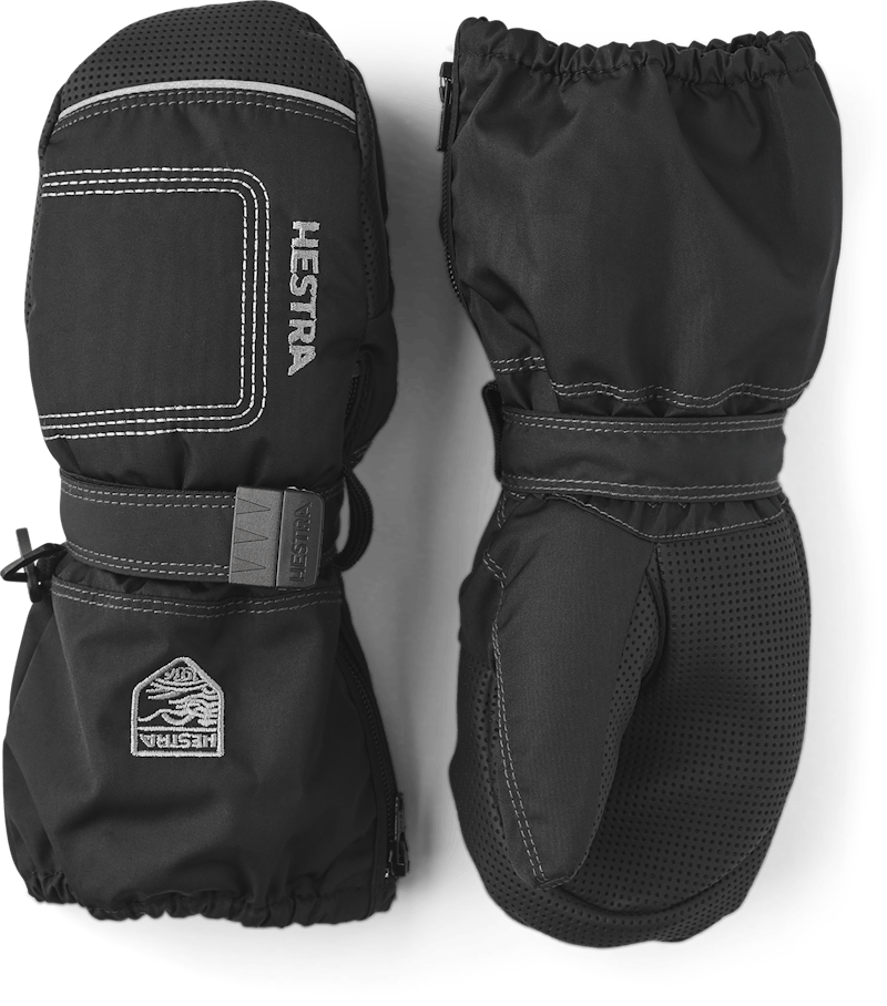 Black fabric mitten with palm and wrist adjustment  (1 of 5)