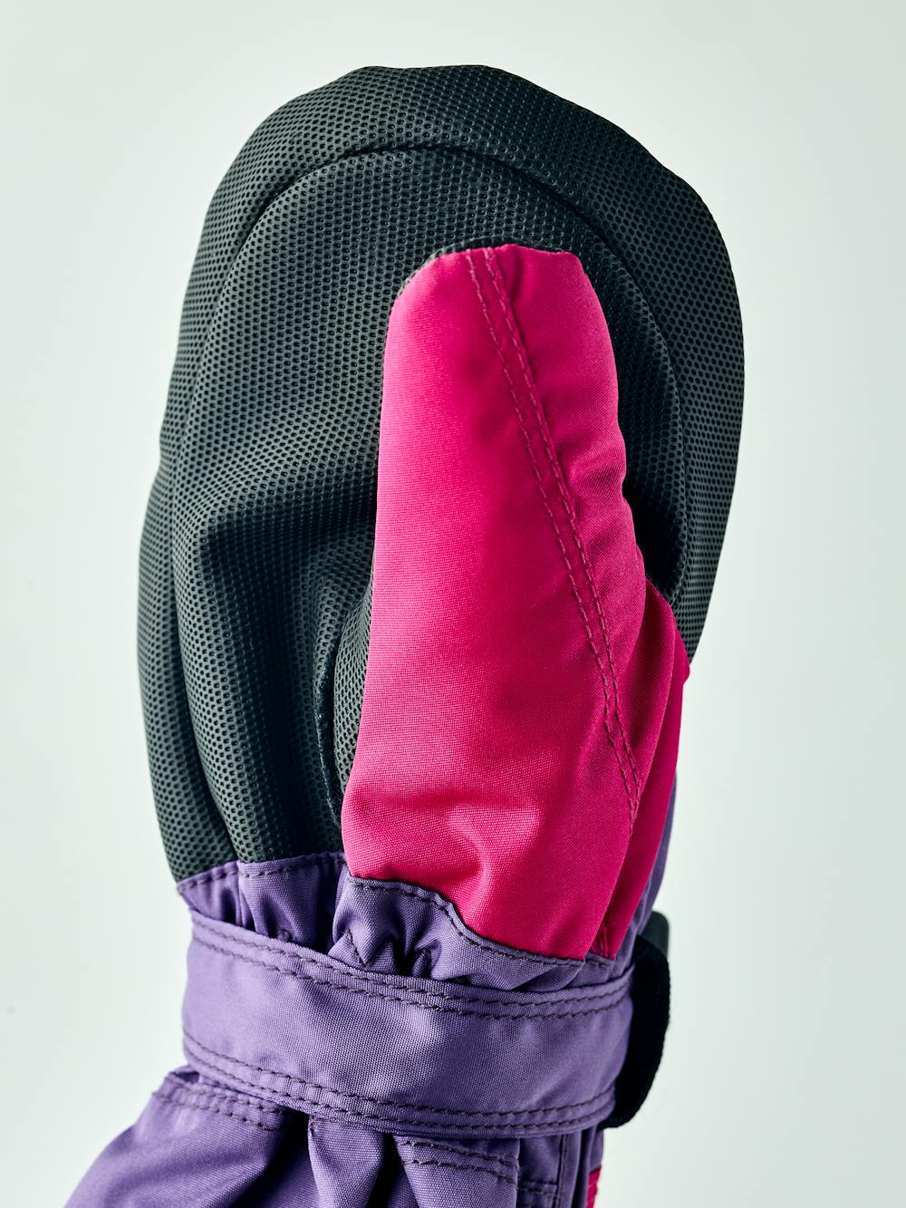 Purple and pink fabric mitten with black palm and wrist adjustment  (4 of 4)