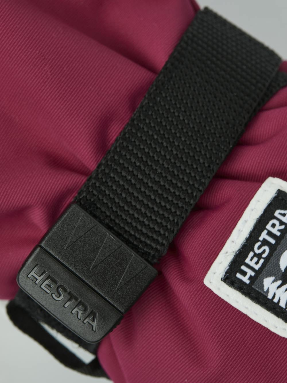 Pinker Fausthandschuh aus Stoff mit schwarzer Innenhand und verstellbarem Handgelenkverschluss (3 oder 5)