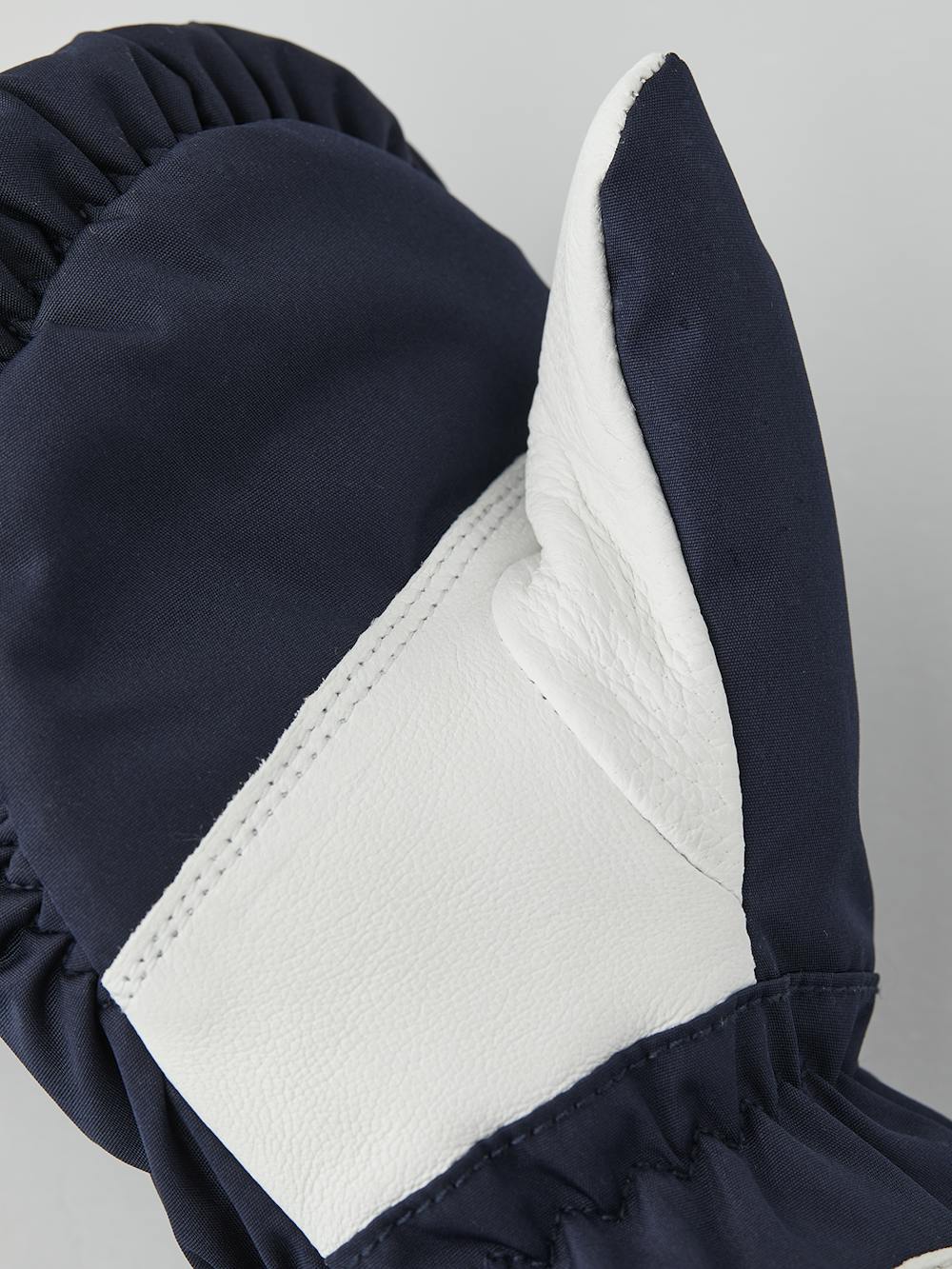 Dark blue fabric mitten with gray cuff and white hairsheep palm (4 of 4)