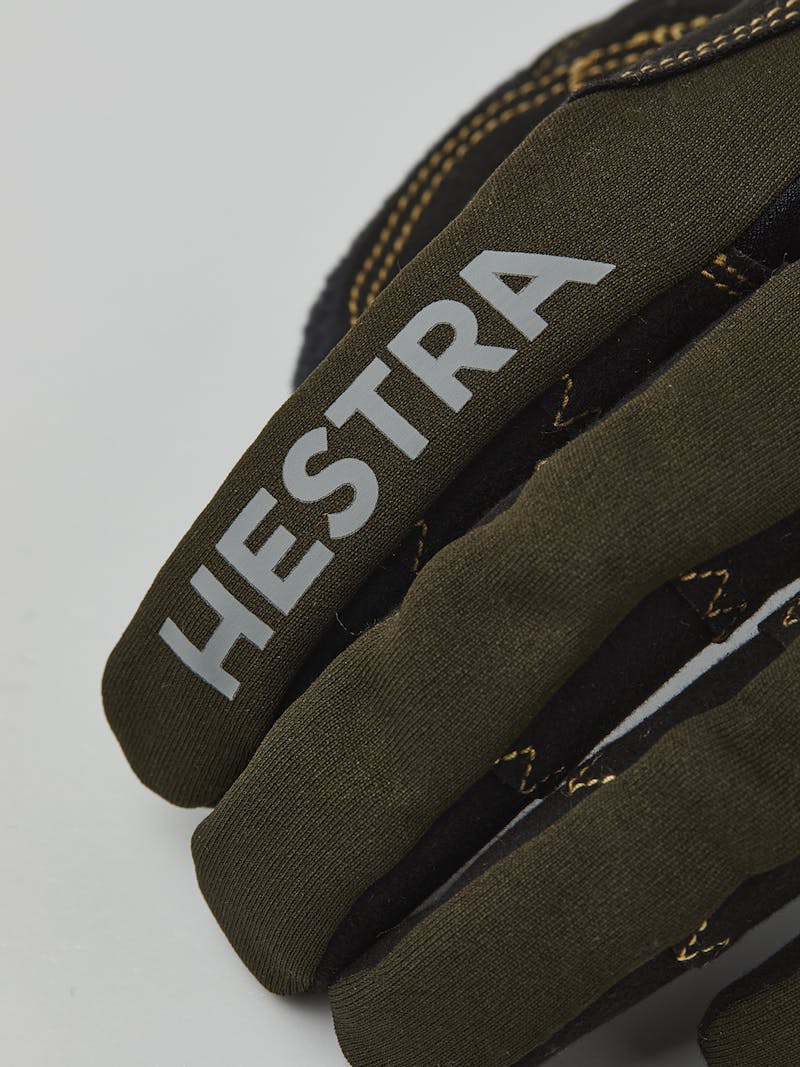 Dark green fabric biathlon glove with black synthetic suede palm (2 of 5)