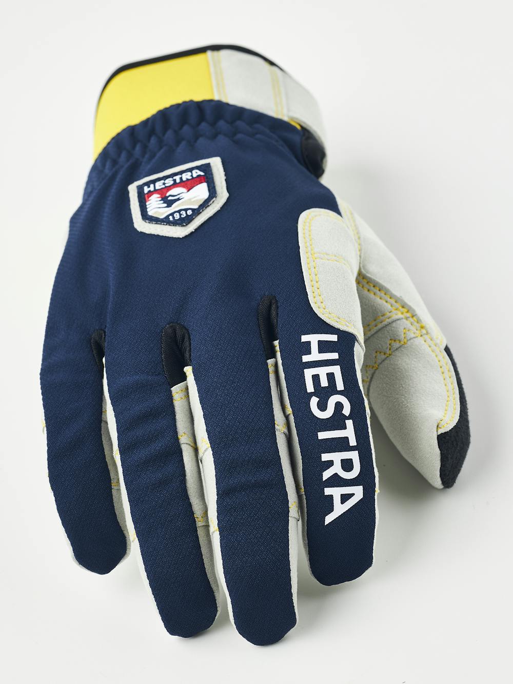 Mörkblå skidskyttehandske i tyg med grå innerhand i syntetisk mocka
 (4 av 6)