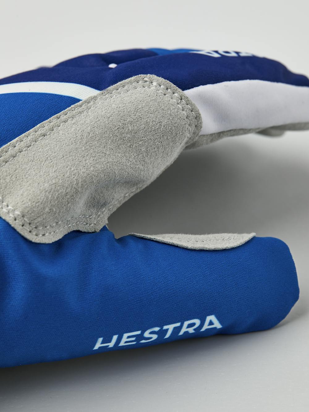 Königsblauer Langlaufhandschuh aus Stoff mit grauer Innenhand aus synthetischem Wildleder (3 oder 5)