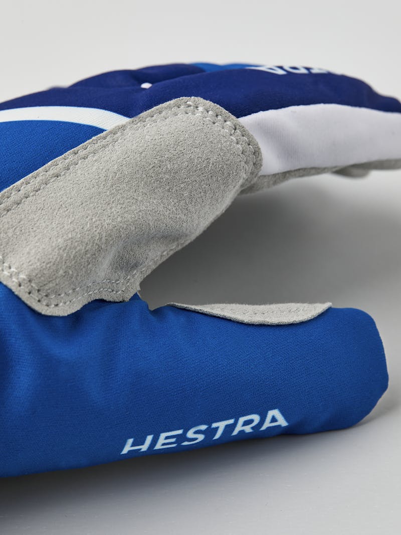 Royal blue fabric cross-country ski glove with gray synthetic suede palm (3 of 5)