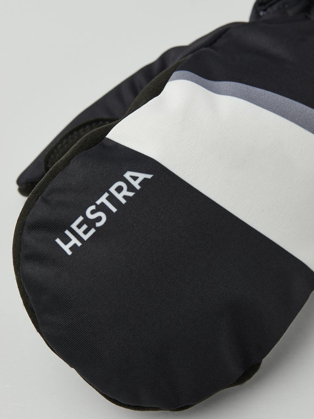 Black and white fabric mitten with black synthetic suede palm  (2 of 5)