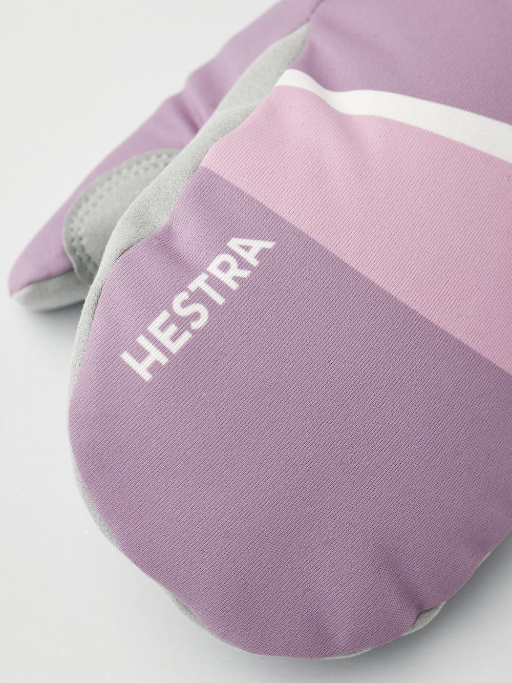 Pink and purple fabric mitten with gray synthetic suede palm  (2 of 5)