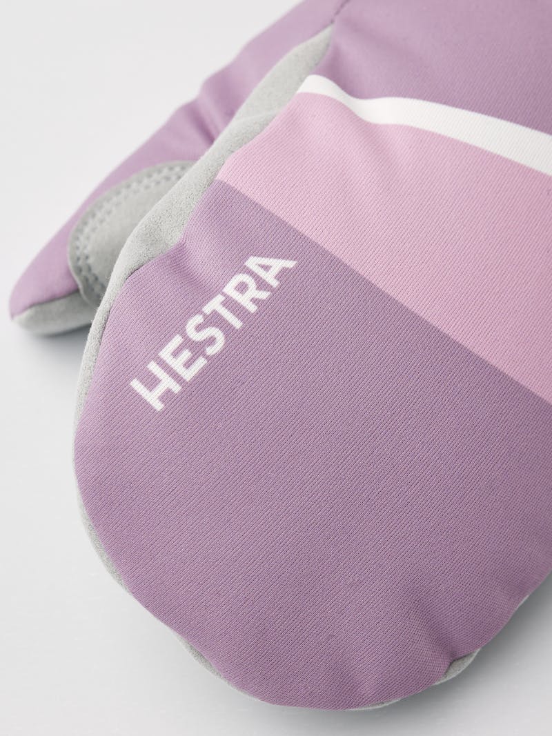 Pink and purple fabric mitten with gray synthetic suede palm  (2 of 5)
