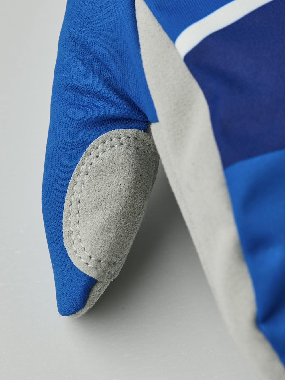 Royal blue fabric mitten with gray synthetic suede palm (4 of 5)