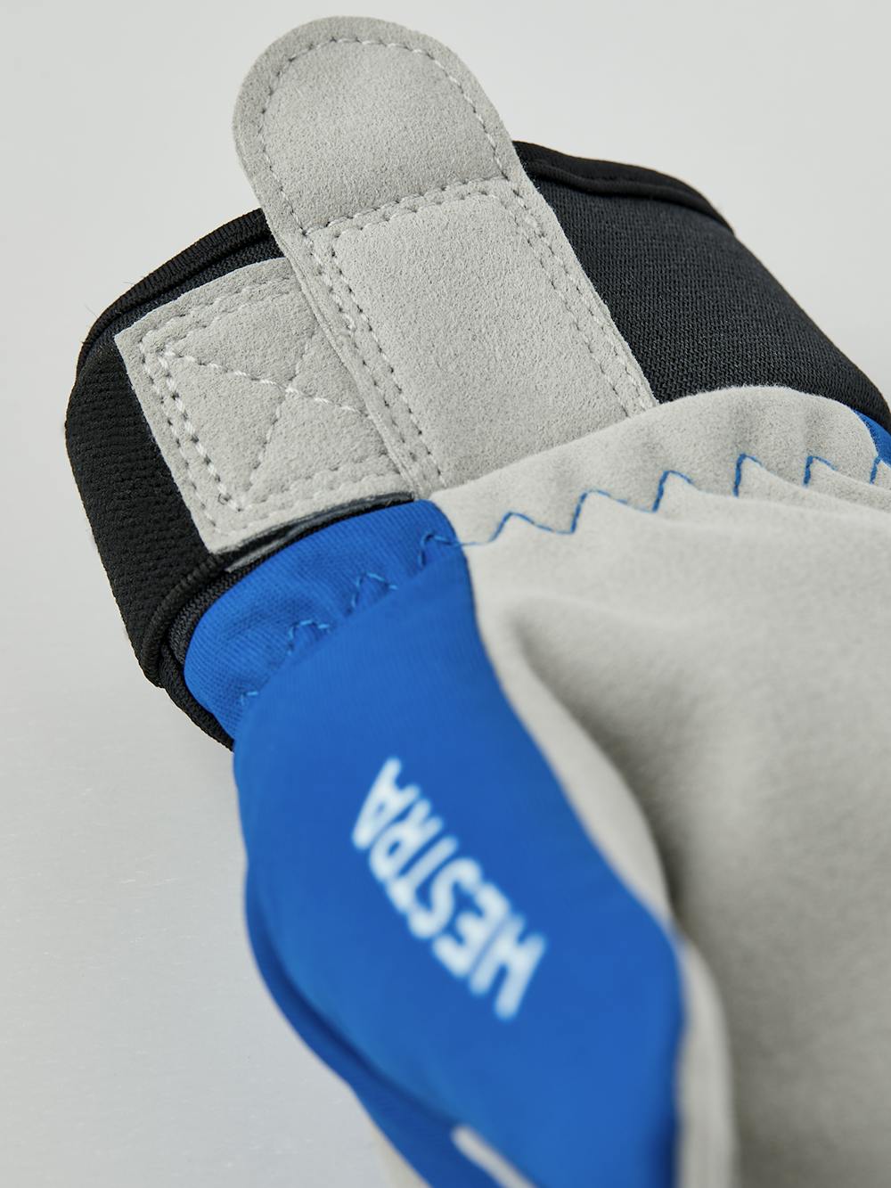 Royal blue fabric mitten with gray synthetic suede palm (5 of 5)