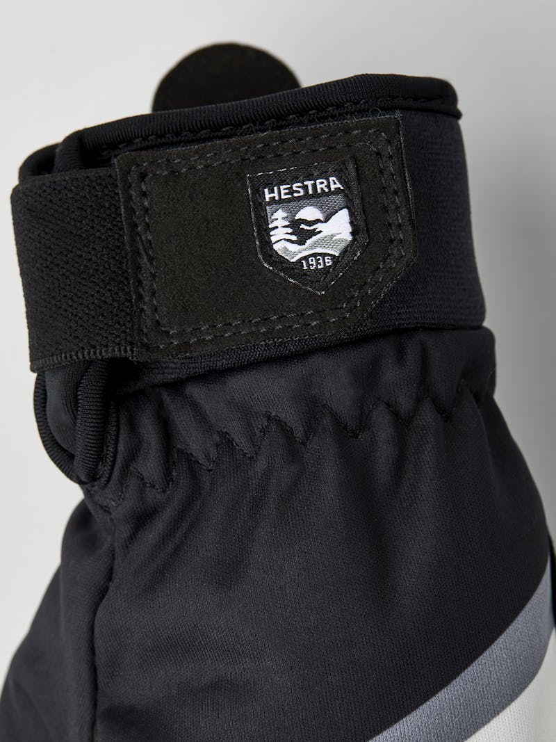 Black and white fabric mitten with black synthetic suede palm  (3 of 5)
