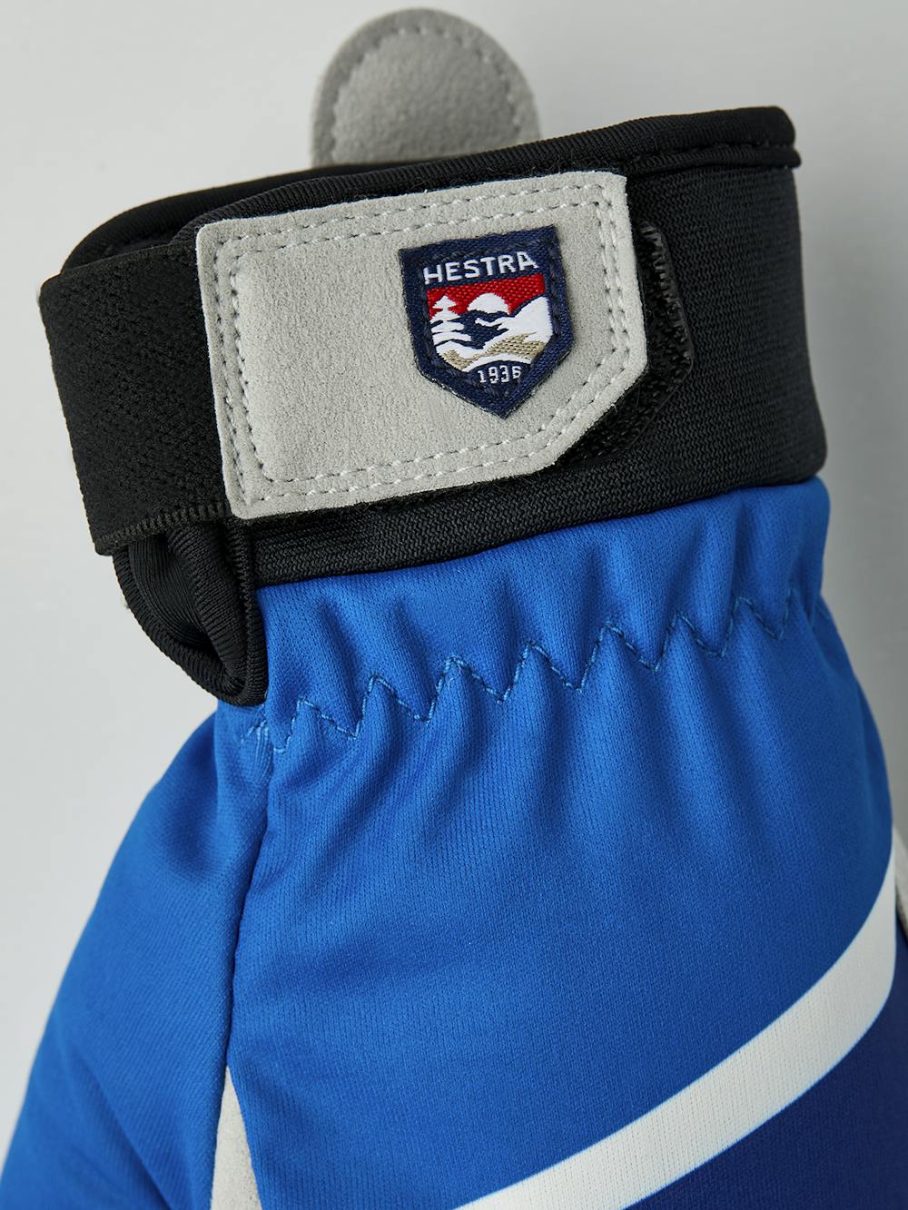 Royal blue fabric mitten with gray synthetic suede palm (3 of 5)