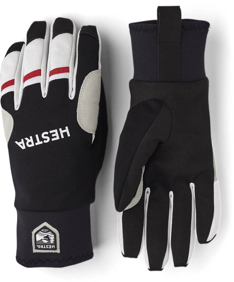Black fabric cross-country ski glove with black synthetic suede palm (1 of 6)